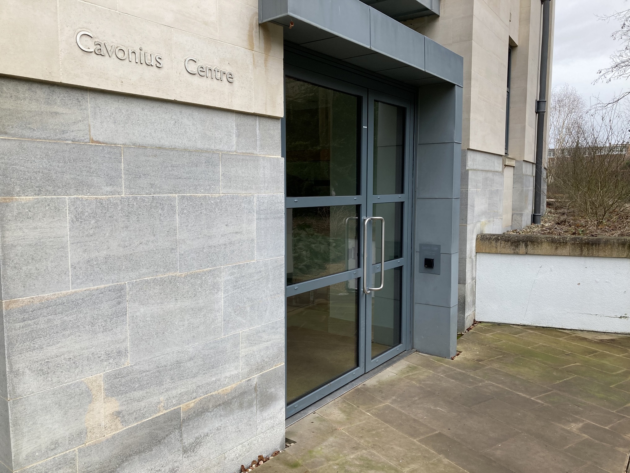 The entrance door to the Cavonius Centre