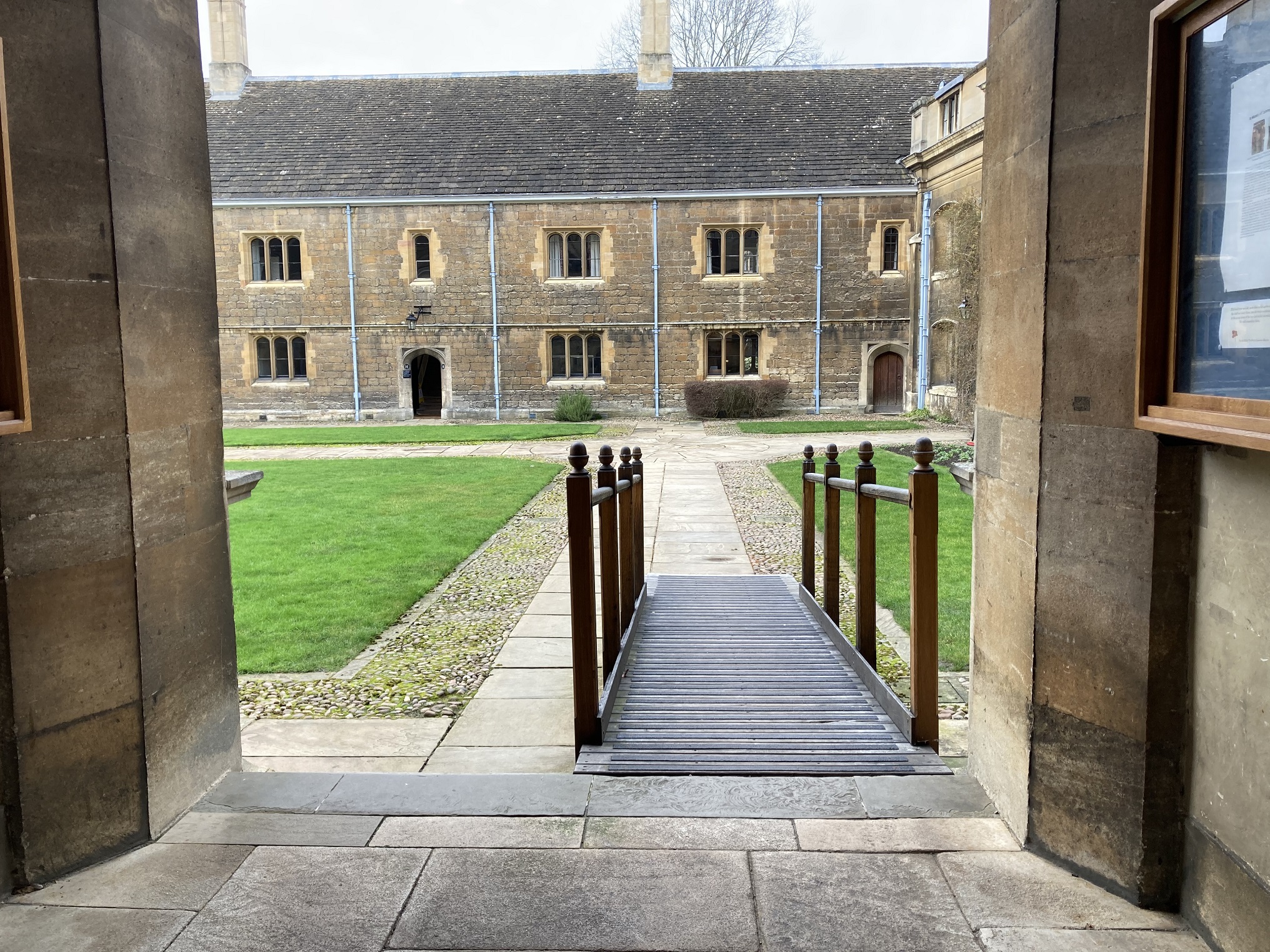 The ramp from Tree Court to Caius Court