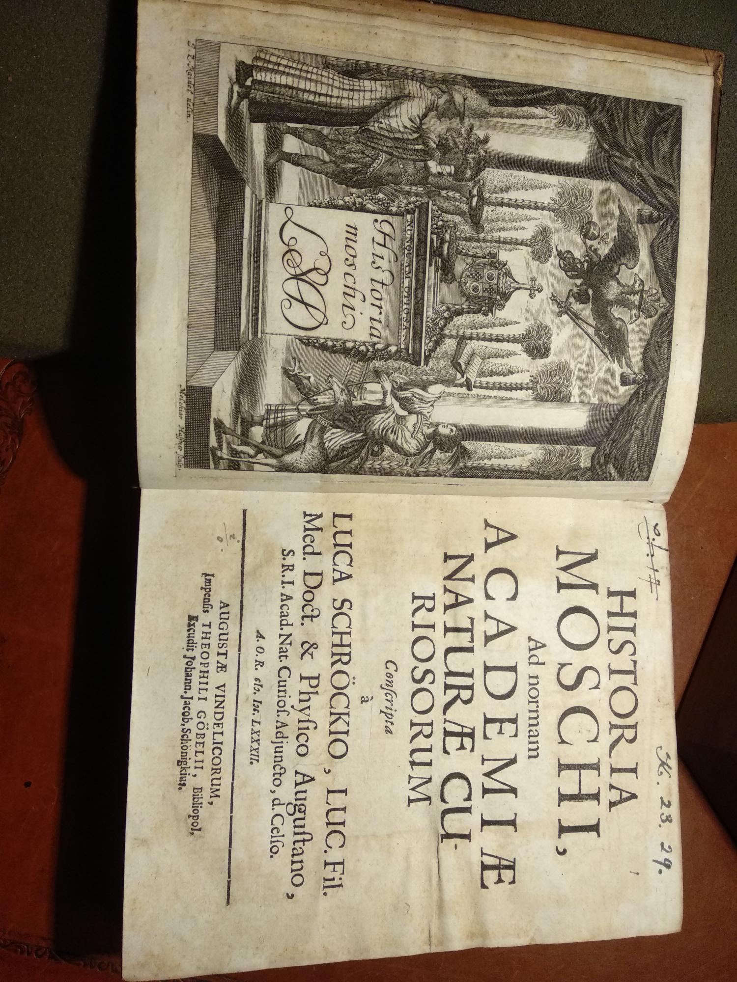 An image and title page for Historia Moschi